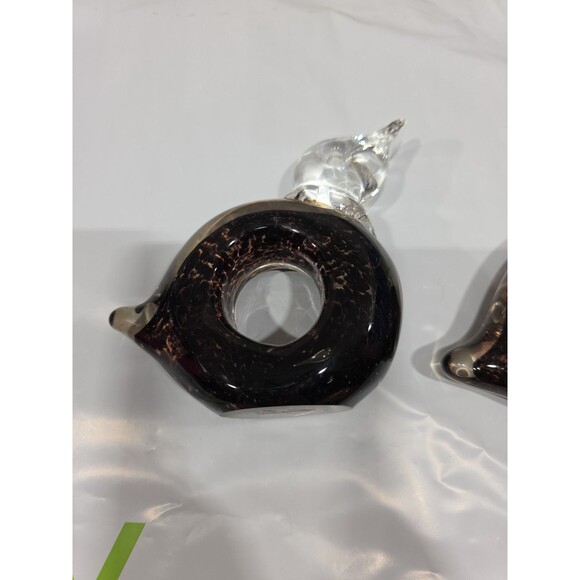 2- Vintage Murano? Glass Ducks Birds Paperweights Black Purple Clear‎ MCM Home - Picture 5 of 9